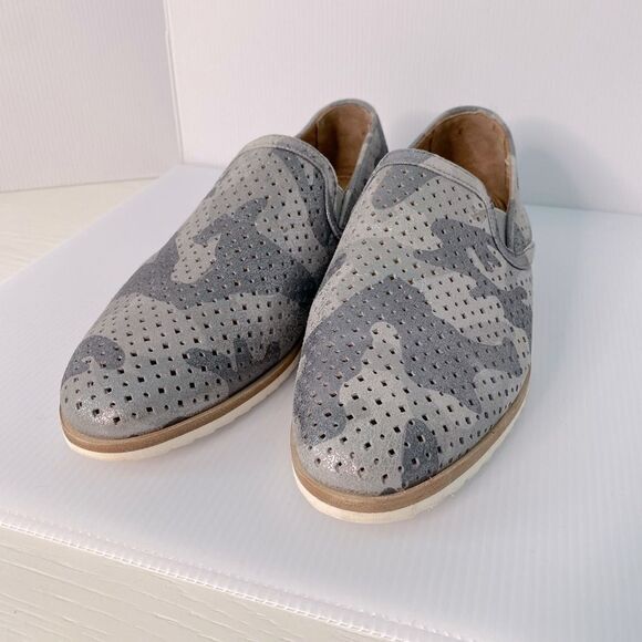 Trask Andi Perforated Flat In Pewter Camouflage Suede Size 7M - Picture 3 of 14
